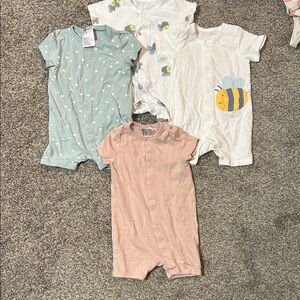 H&M Baby Short Sleeve Romper Set - White, Mint, Blush